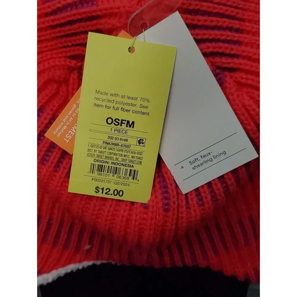 Lot of 5 All In Motion Striped Sherpa Lined Trapper Hat OS Warm Lined